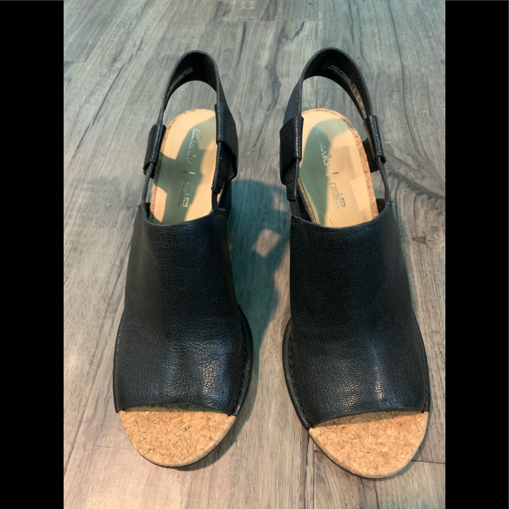 Leather Clarks wedges